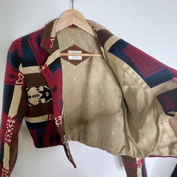 Vintage custom western coat trendy cowboy Aztec print - Picture 6 of 11